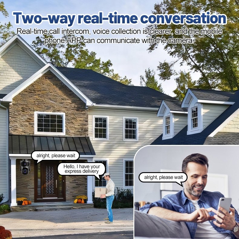 IPC 360 4k 10x Optical Zoom Outdoor Wifi Camera Dual Screen Security System With Motion Detection PTZ 360 Surveillance Camera