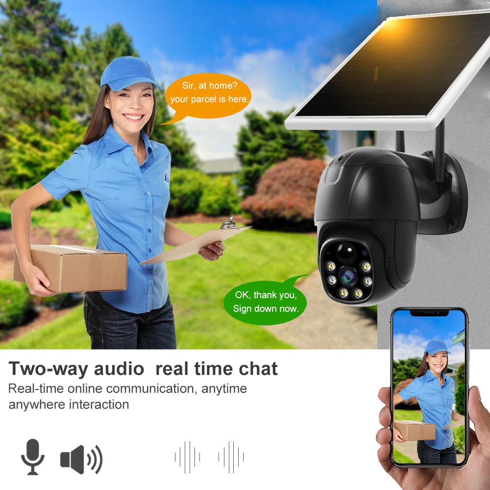 3MP CCTV Solar Camera 360 Degree PTZ Ip Outdoor Solar Waterproof Surveillance System Colorful Night Vision CCTV 4G Camera