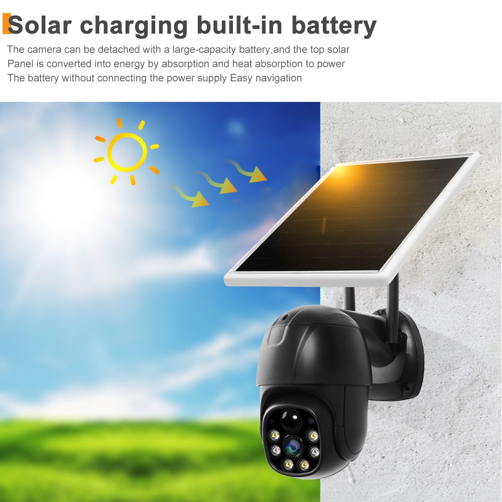 3MP CCTV Solar Camera 360 Degree PTZ Ip Outdoor Solar Waterproof Surveillance System Colorful Night Vision CCTV 4G Camera