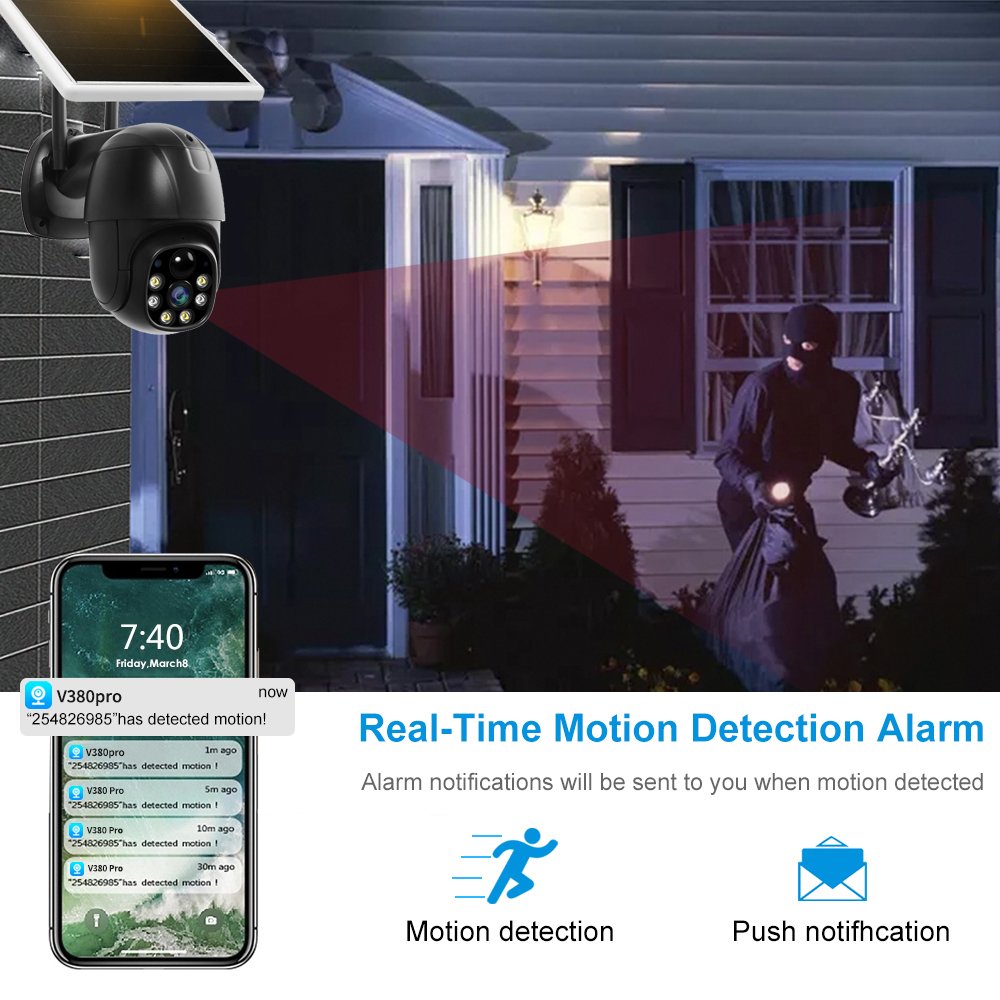 3MP CCTV Solar Camera 360 Degree PTZ Ip Outdoor Solar Waterproof Surveillance System Colorful Night Vision CCTV 4G Camera