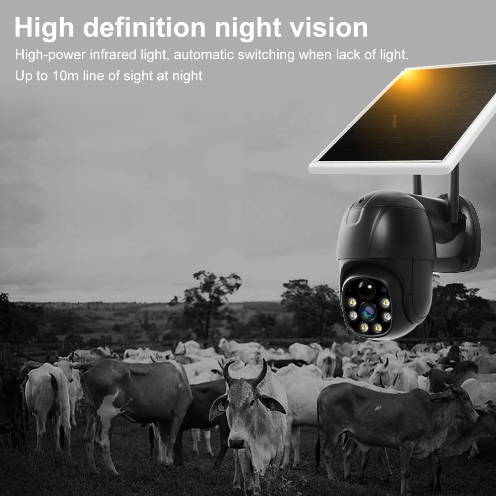 3MP CCTV Solar Camera 360 Degree PTZ Ip Outdoor Solar Waterproof Surveillance System Colorful Night Vision CCTV 4G Camera