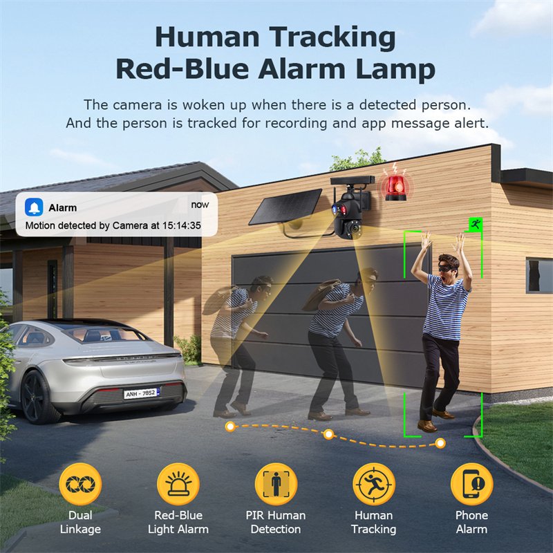 VESAFE Outdoor 6mp 36X Zoom Dual Lens 4g Sim Card 360 Degree Wire Less 10W Solar Security CCTV Cameras