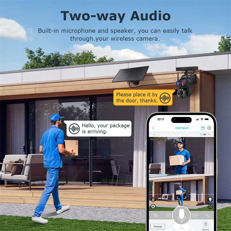 VESAFE Outdoor 6mp 36X Zoom Dual Lens 4g Sim Card 360 Degree Wire Less 10W Solar Security CCTV Cameras
