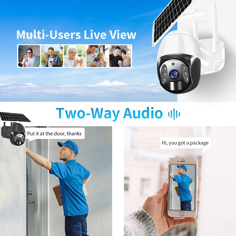 Hot Sale Q6 HD 1080P PTZ Solar Camera Outdoor Tuya 4G Wifi Smart Home Security Low Power IP CCTV Wireless Surveillance Camera