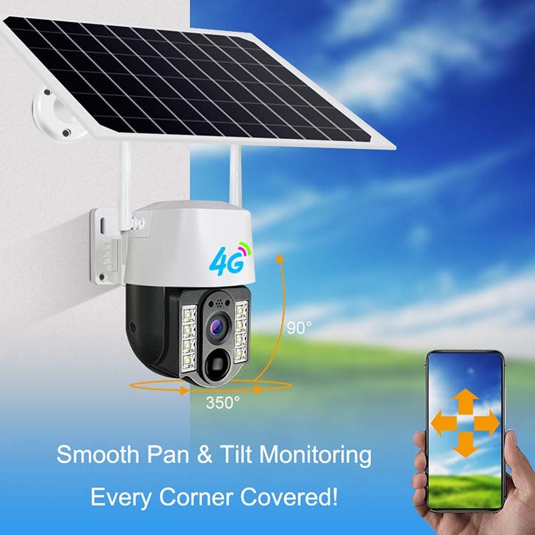 Rscamtom 3MP V380 Solar CCTV Camera Outdoor Waterproof Security Camera Colorful Night Vision Audio Auto Tracking 4G Solar Camera