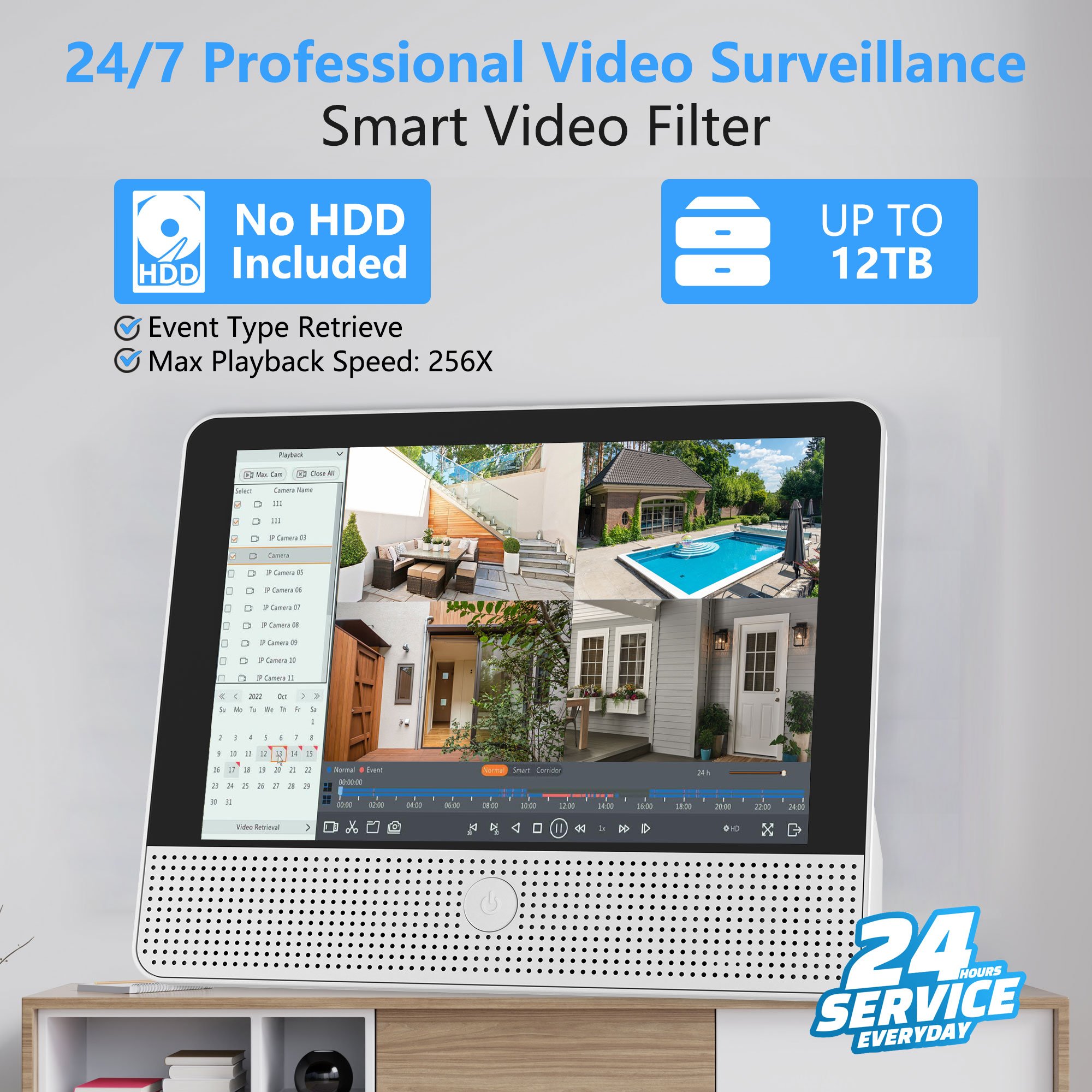 2 in 1 8CH PoE NVR 4K with 10.5-inch LCD Display Screen Monitor to View Video Remote Guard Viewer App for CCTV Security Cameras