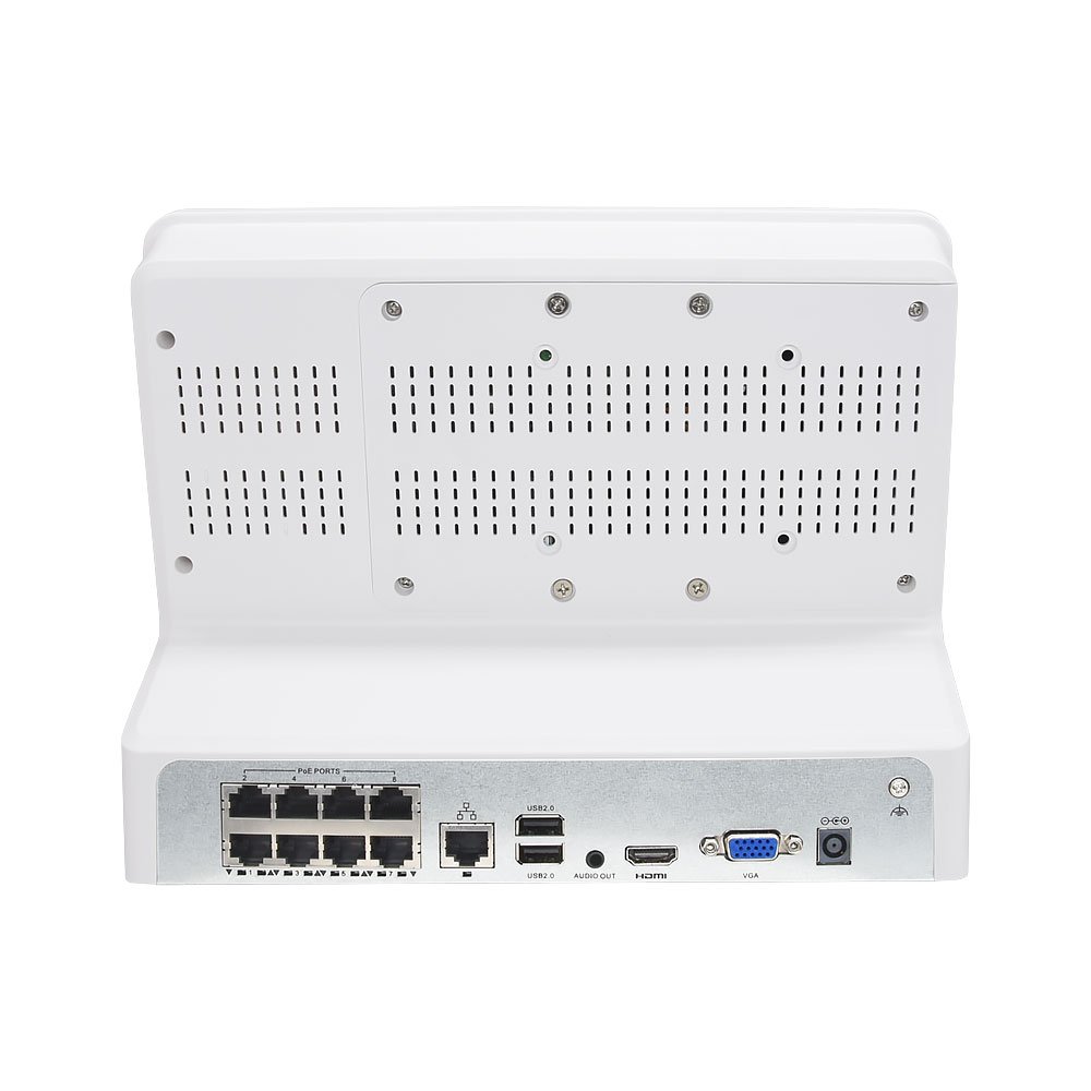 2 in 1 8CH PoE NVR 4K with 10.5-inch LCD Display Screen Monitor to View Video Remote Guard Viewer App for CCTV Security Cameras