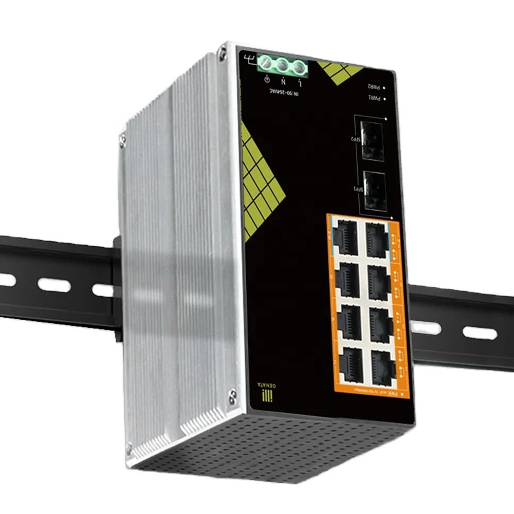 OEM GENATA 130W Power Supply Surveillance Camera System 8+2 Port Industrial PoE Switch For Indoor Network