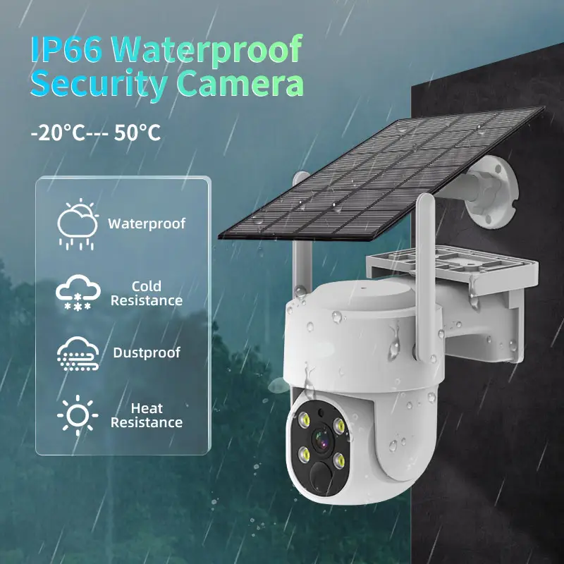 Xcreation Solar cctv Camera Outdoor Free APP 2 Way Audio Wifi Wireless Security Surveillance System 4CH NVR Kit with Solar Panel