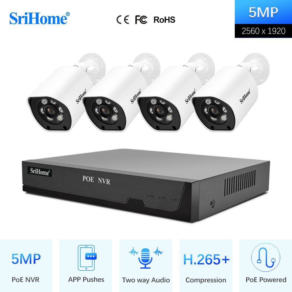 2024 NVS005 +4*SH034B 5MP Kits Hot Sale 8CH IP Security Camera System Two-Way Audio Cctv Security Video Surveillance System