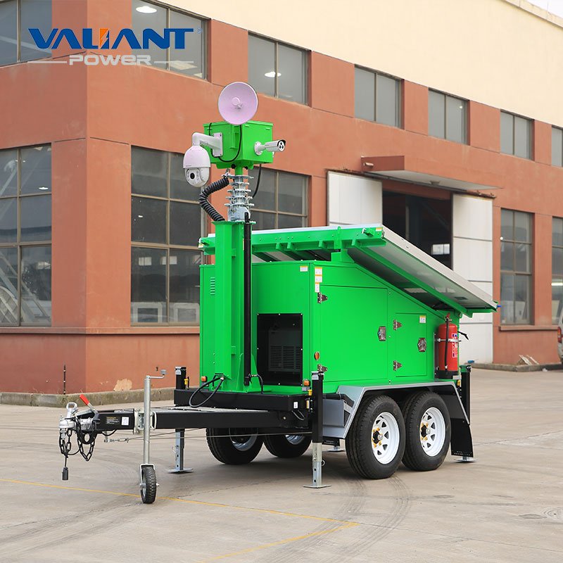Surveillance System Solar Panel Trailer CCTV Camera Tower With Rechargeable Batteries