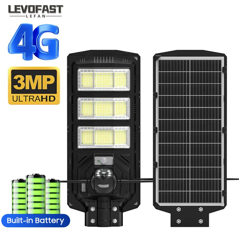 LEVOFAST All-in-One Solar Cctv Security System 3MP Wifi Camera IP66 300W Solar Street Led Lamp Flood Light 4G Waterproof Camera