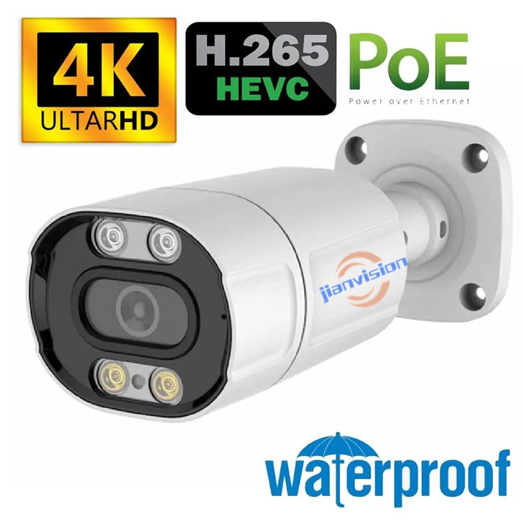 Jianvision 8MP 8 channel outdoor surveillance IP POE 4k CCTV security camera video recording system with audio