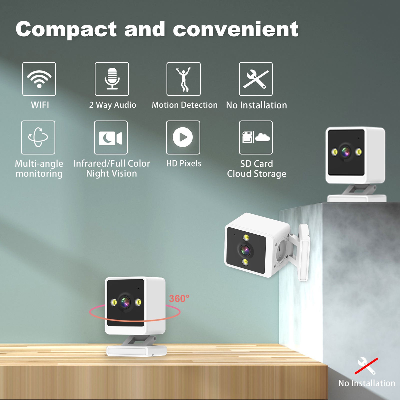 Factory Lowest Sale 1080P Mini Home Camera Smart Home indoor Wifi Camera H3 icsee APP
