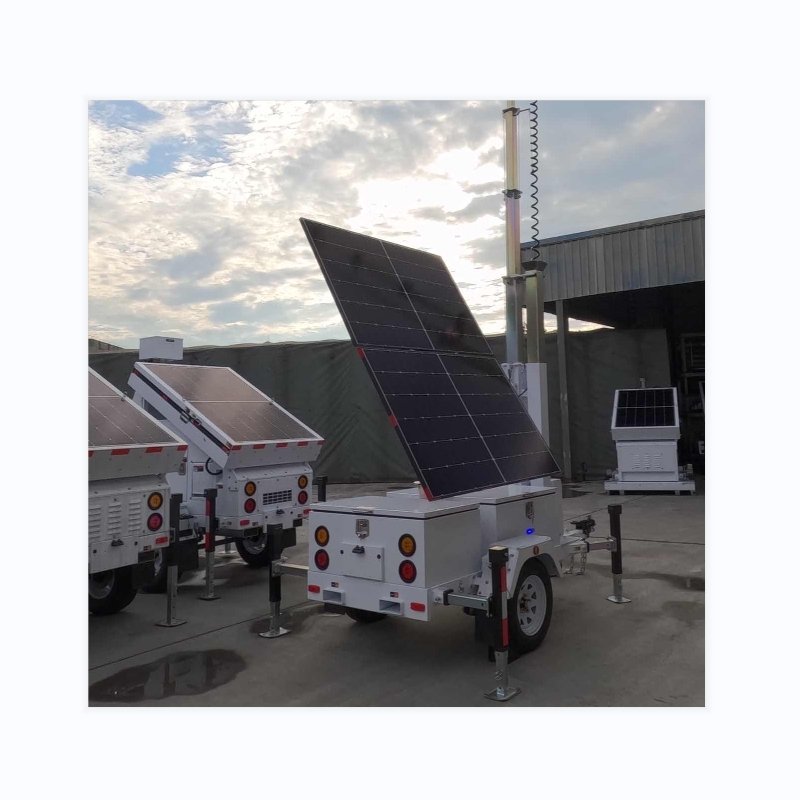 App Control CCTV System Dual Facial Solar Panel Rotated Mobile Surveillance Tower