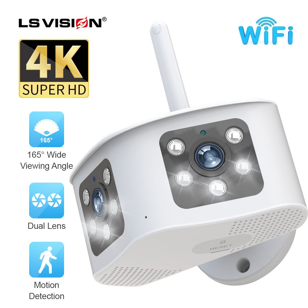 LS VISION 6MP Dual Lens Panoramic 10X wifi Camera Smart IR AI Security Camera IP 165 FOV Surveillance CCTV Camera