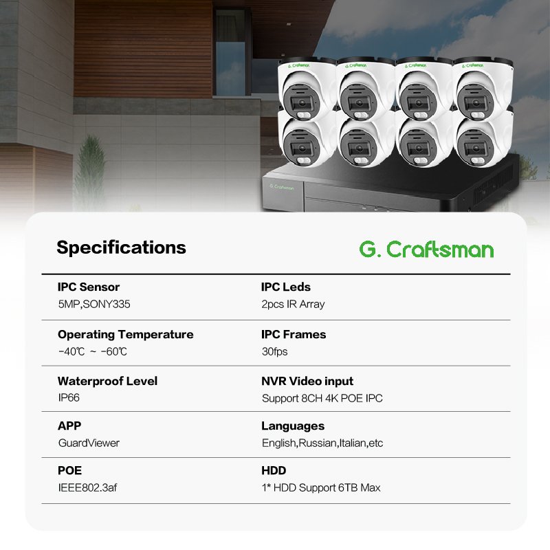 GA-DFI-M5S-K8 Indoor/Outdoor Sony 5MP 30FPS RTMP YouTube Dacast Live Stream IP POE Camera NVR System Night Vision Security