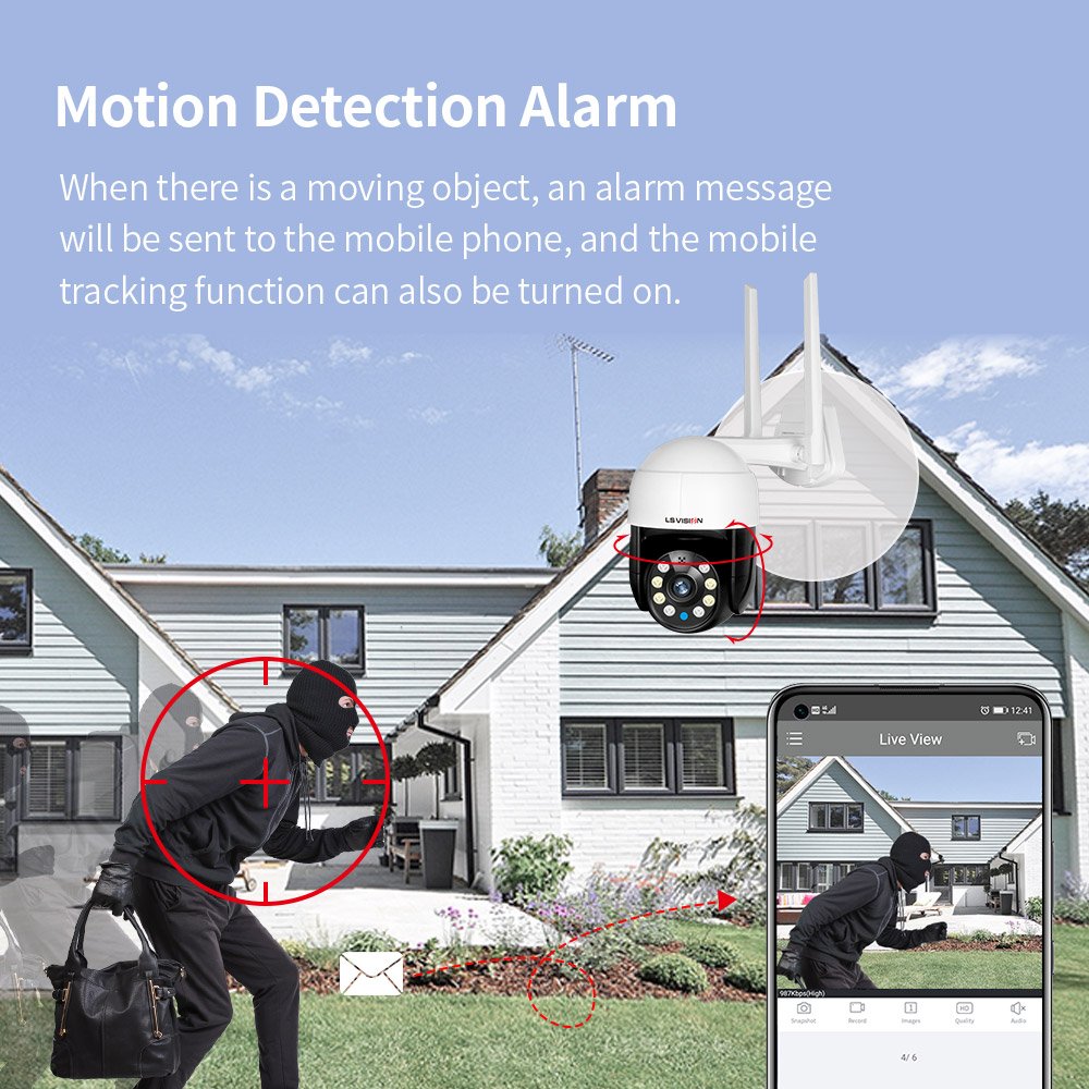 LS VISION Wireless Home Security System 3MP WiFi CCTV Surveillance Camera Motion Detection Automatic tracking Wifi Camera