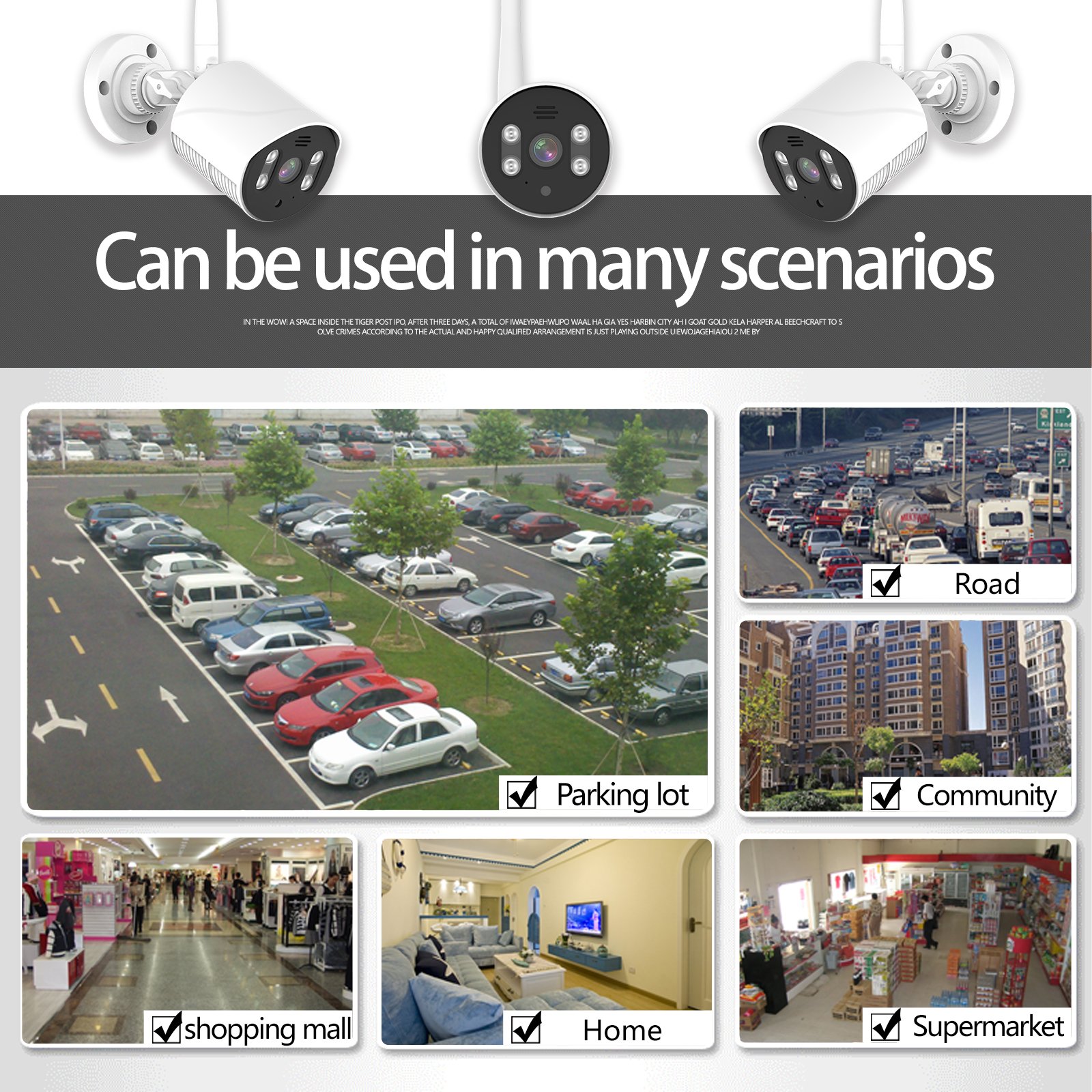 Outdoor 3MP 8 channel wireless security camera system Home surveillance CCTV wireless system 4ch 8ch smart wifi nvr kits