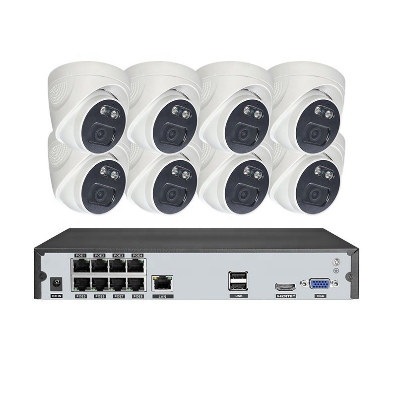 DRAGON GUARD HSC016 8CH 8MP OEM IP POE NVR Kit ColorVu Smart Dual Light IR Built-in Mic 4CH Network Security CCTV Camera System