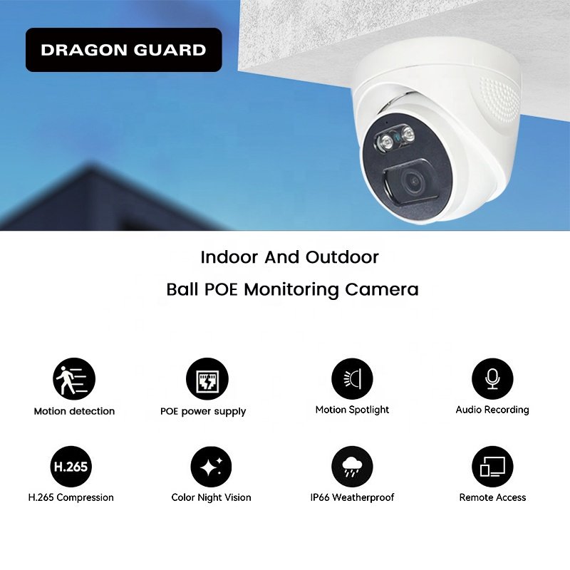 DRAGON GUARD HSC016 8CH 8MP OEM IP POE NVR Kit ColorVu Smart Dual Light IR Built-in Mic 4CH Network Security CCTV Camera System