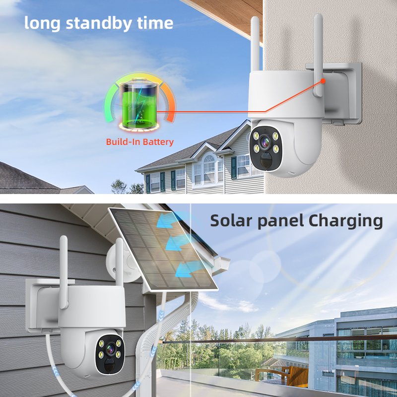 EseeCloud 4CH Solar Wireless NVR Kit 4MP CCTV Surveillance Security Camera System Solar WIFI Camera NVR Kit