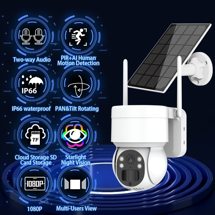 Icsee Tuya Security System Wireless Outdoor Ip Cctv Network Battery Panel Power Sd Card Camera Solar With Battery