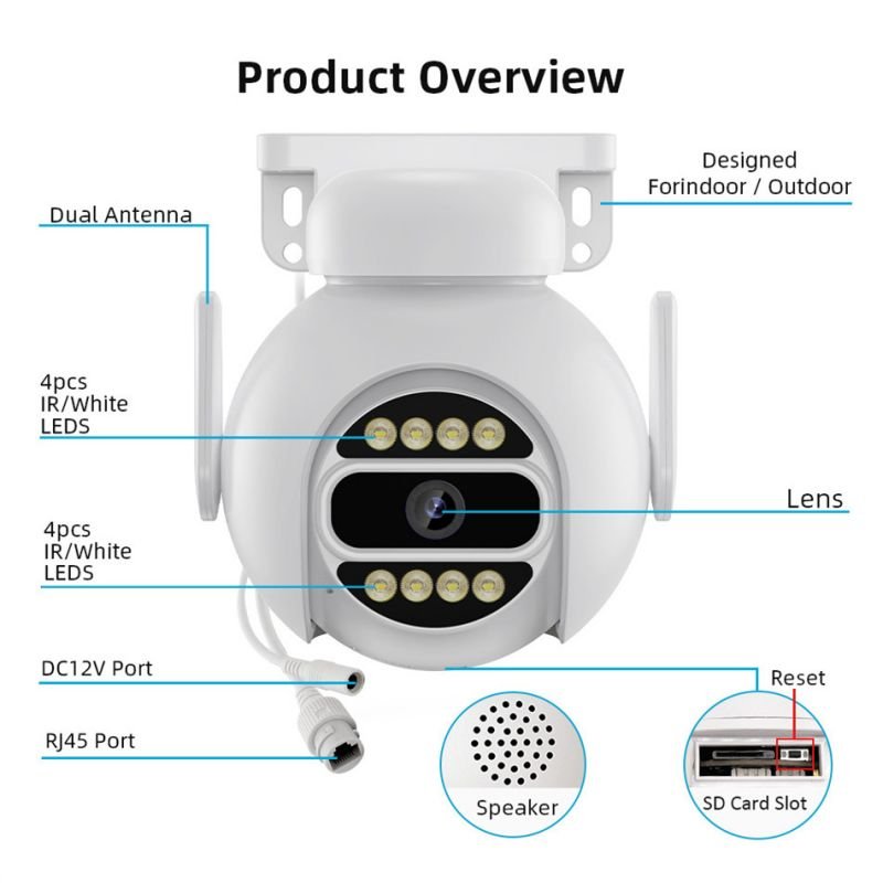 4MP Smart Home Network Camera Security Hd Wi-fi Cctv Ptz Night Vision Ccvt Smart 4mp Ip Full HD tuya ptz camera security