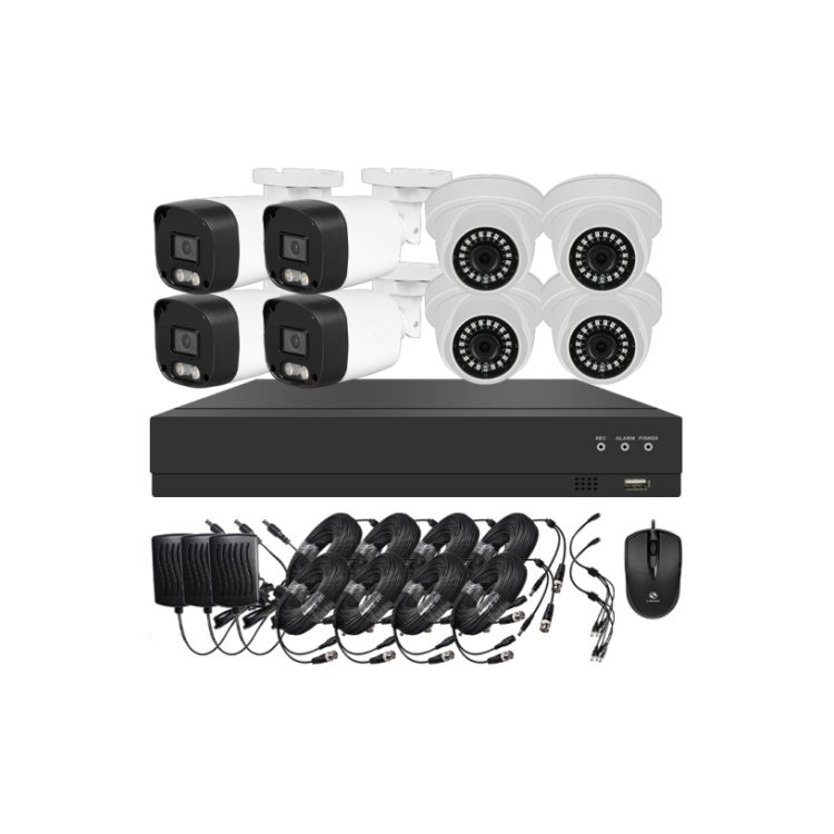 Outdoor Waterproof Home Full Color Night Vision 8Ch Cctv 2Mp 1080p Camera System DVR Kit Combo