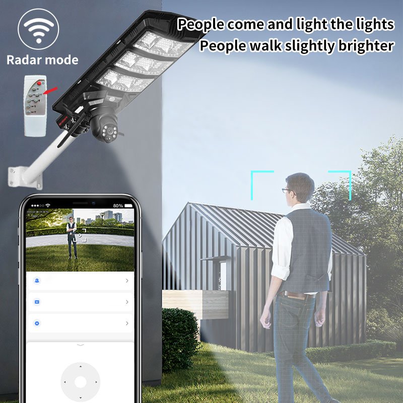 WERYSAFE Night Vision Integrated 300W Outdoor Surveillance Security 4MP Solar Street Lights CCTV Camera