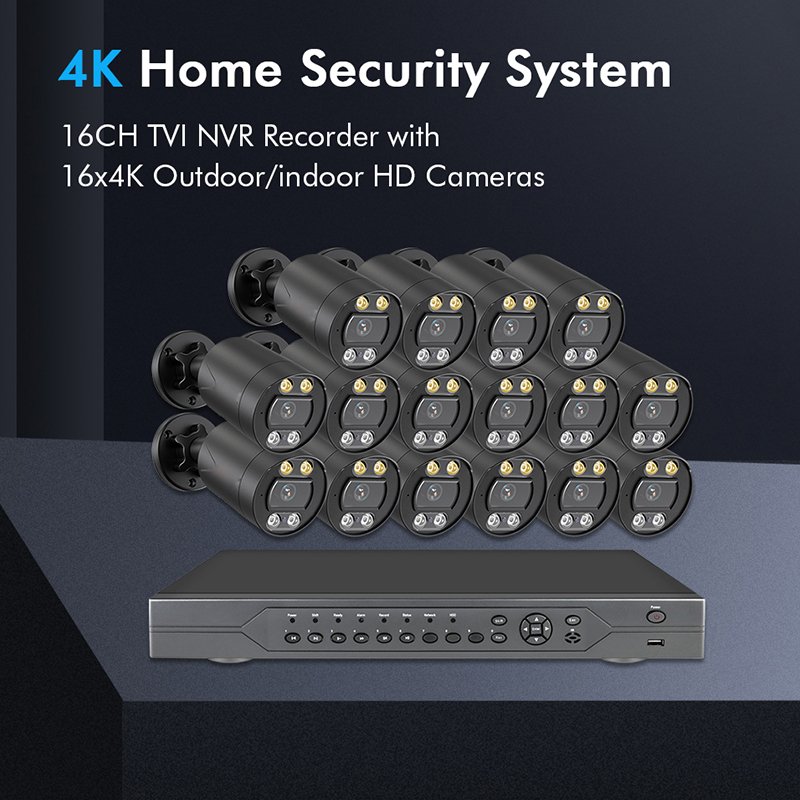 8MP 4K 8 12 16CH POE NVR Kit Waterproof IP Home Security Surveillance Video Recorder CCTV Camera System