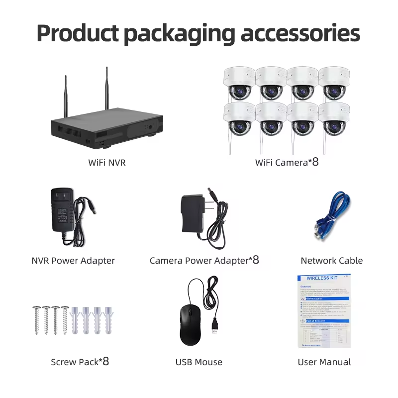 8CH 1080PWiFi Smart Home IP Security Camerat 3MP 5MP PoE IP Camera CCTV System IR Outdoor Night Vision Video Surveillance Kit