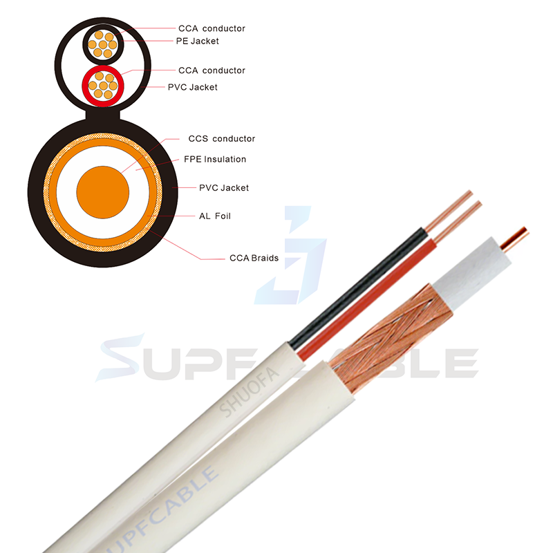 High Quality Hot Sale RG59 Cable With Power For CCTV Security System 305M Extension OEM RG6 Cable 75 Ohm Extension