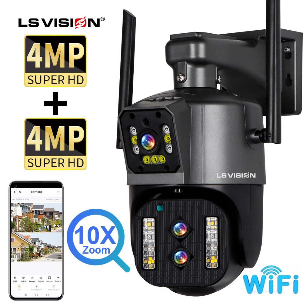 LS VISION outdoor 10X Optical Zoom surveillance cctv WIFI security camera system ip network camera ptz Dual Lens network camera
