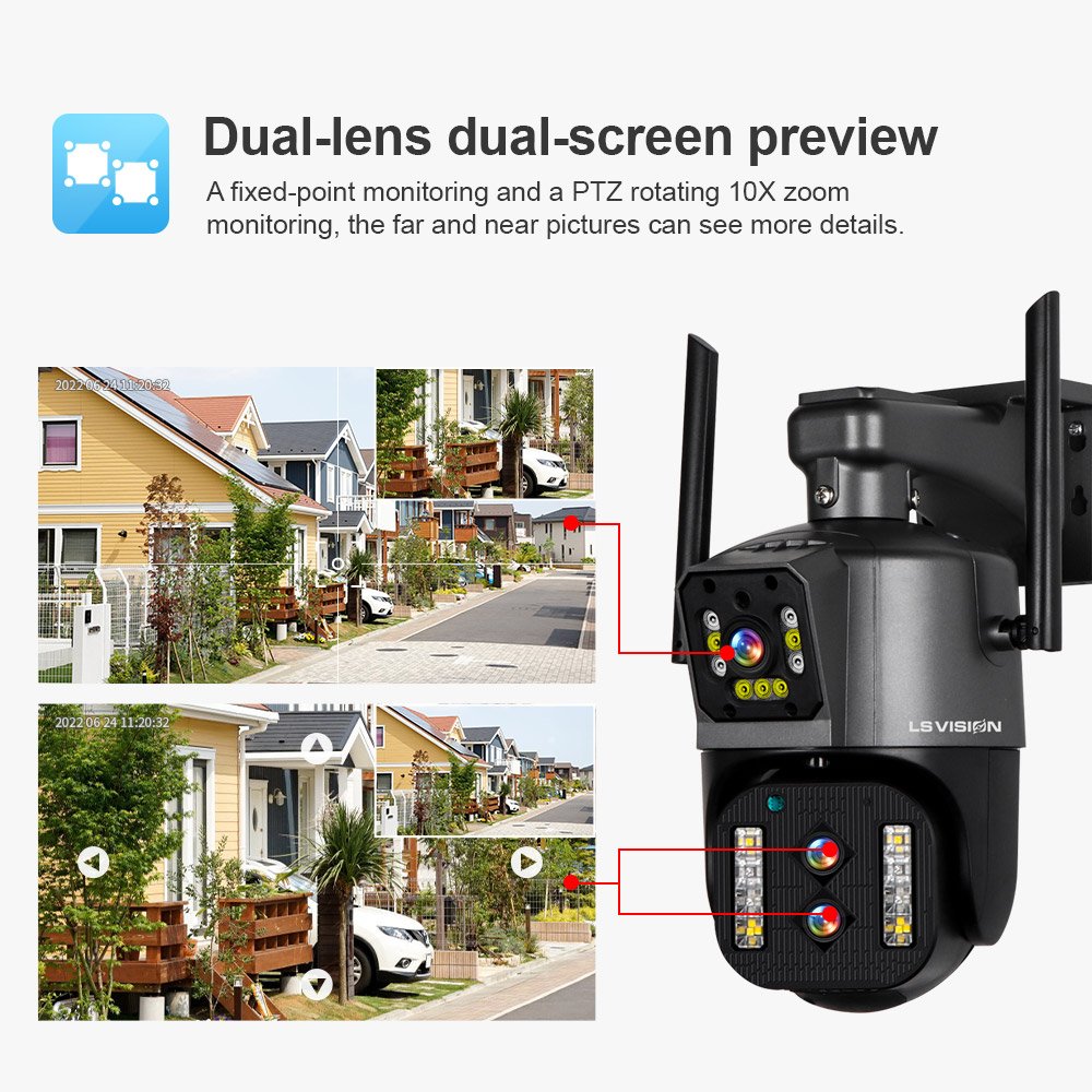 LS VISION outdoor 10X Optical Zoom surveillance cctv WIFI security camera system ip network camera ptz Dual Lens network camera