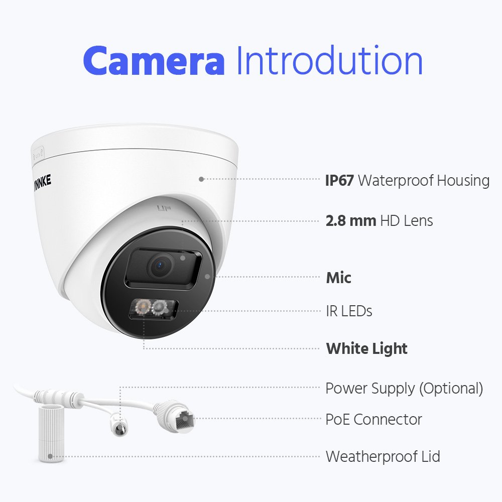 ANNKE 8CH 8MP PoE NVR CCTV Camera System Outdoor IP67 Weatherproof 4K AI Detection CCTV Camera Audio in with 2TB HDD