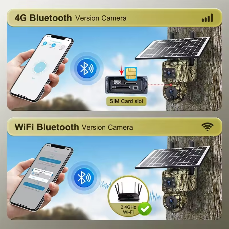 New HD 6MP 4G CCTV wireless Solar Camera GSM Outdoor Dual Lens IP66 Waterproof PTZ Hunting Trail PIR Motion Detection