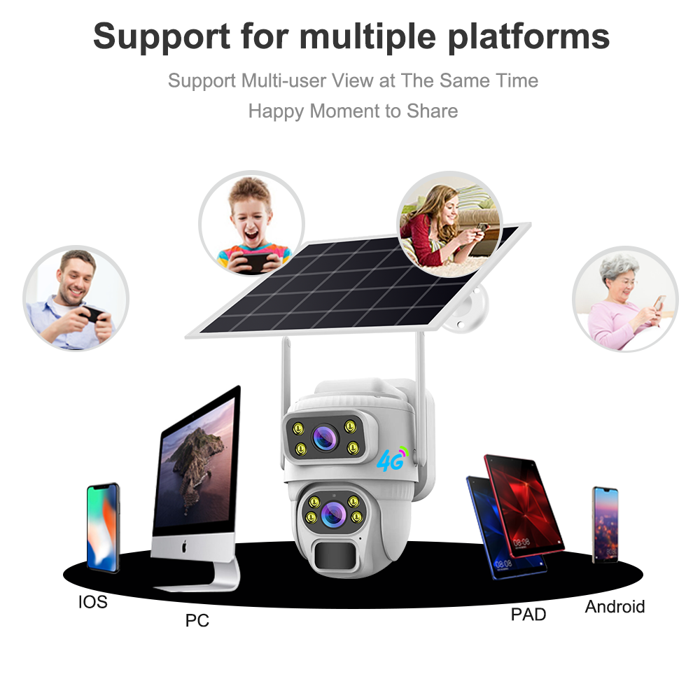 V380pro Wifi Outdoor Security Wireless Solar PTZ Camera New Model with Lower Power CMOS Sensor Night Vision IP Network