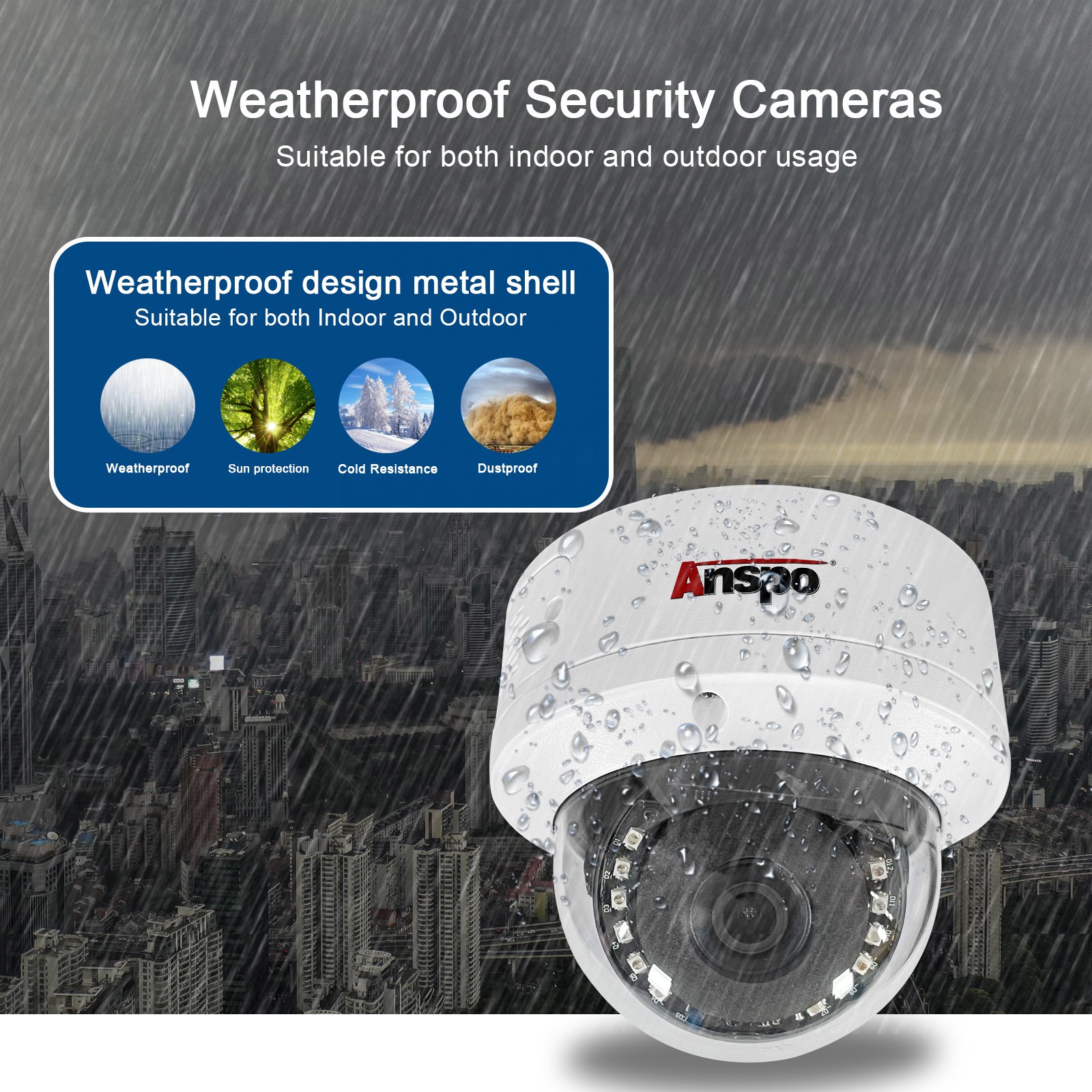 Anspo Indoor Dome IP POE Network Camera H.265 Security Audio Camera Night Vision CCTV System Surveillance camera 3mp 4mp 5mp 8mp