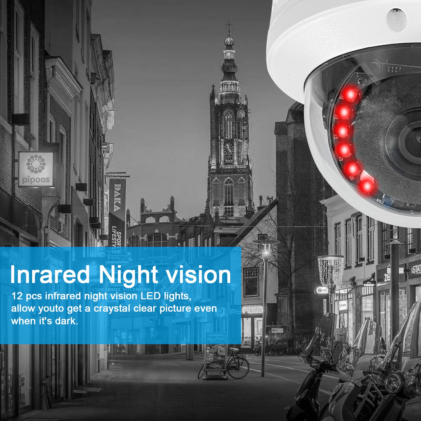 Anspo Indoor Dome IP POE Network Camera H.265 Security Audio Camera Night Vision CCTV System Surveillance camera 3mp 4mp 5mp 8mp