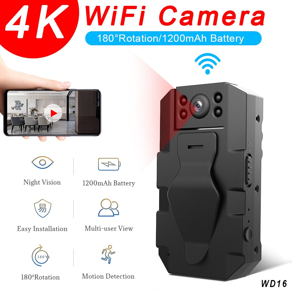 Infrared Night Vision Wireless Surveillance Cam Mobile APP Control 180 Degree Rotation Lens TF Card Recording Security Use