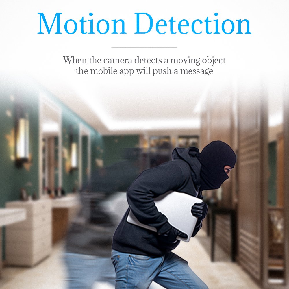 Infrared Night Vision Wireless Surveillance Cam Mobile APP Control 180 Degree Rotation Lens TF Card Recording Security Use
