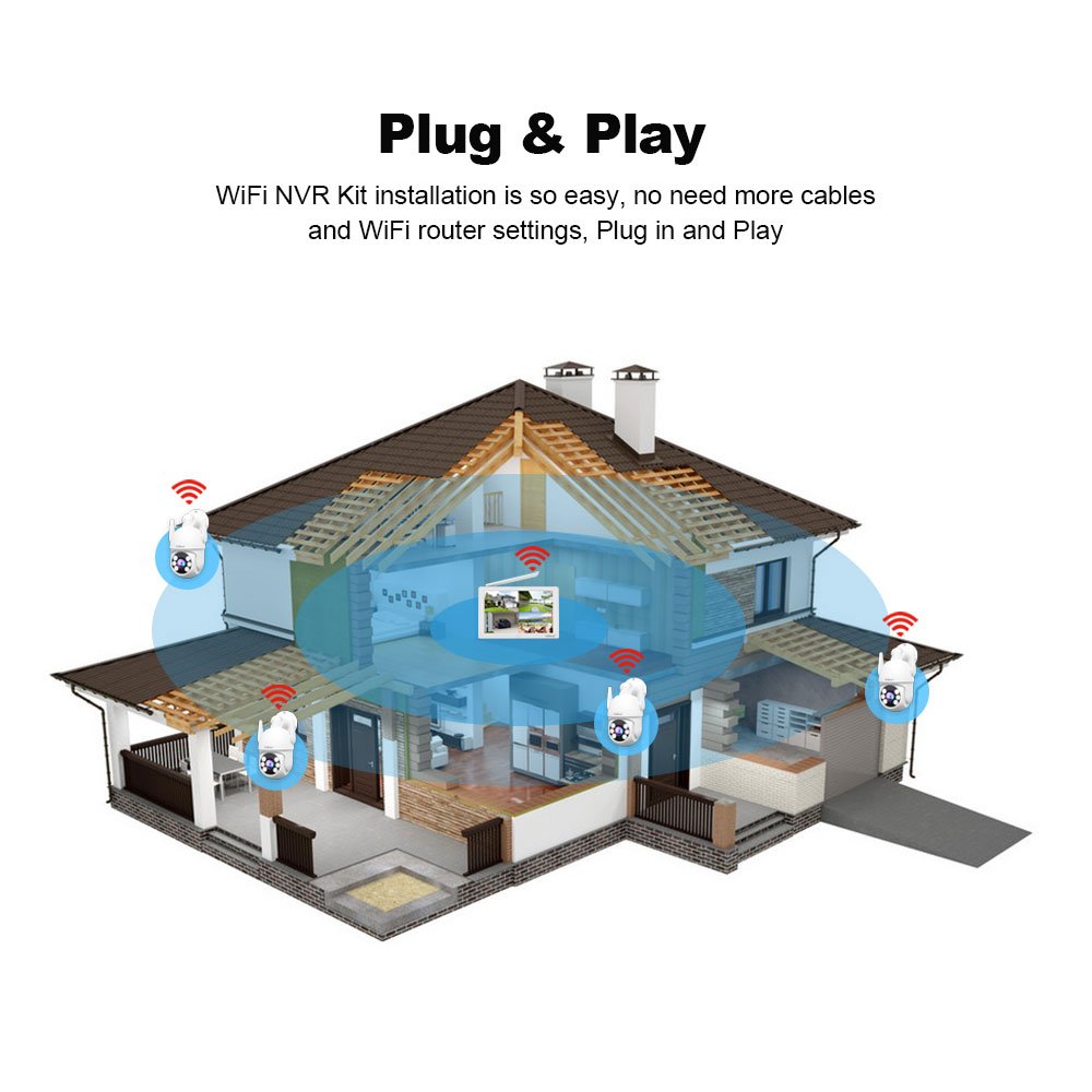 NVS009+4*IPC059 2MP Wireless NVR Kit 10.1 Inch Screen Outdoor Indoor WiFi Security System Surveillance Smart Camera intelligence