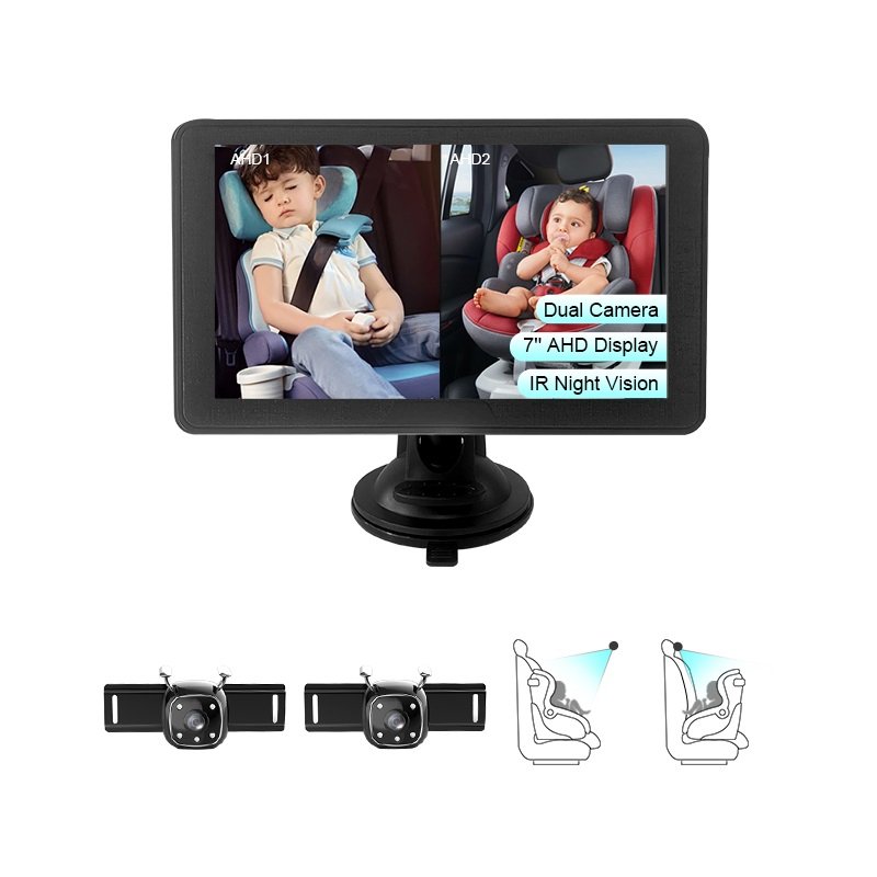 Back Seat 7 Inch Surveillance Baby Kids Safety Care HD with Night Vision Infant Rear View System Car Monitor With double Cameras