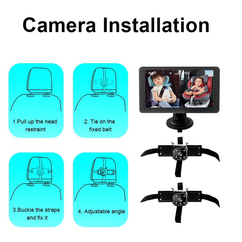 Back Seat 7 Inch Surveillance Baby Kids Safety Care HD with Night Vision Infant Rear View System Car Monitor With double Cameras