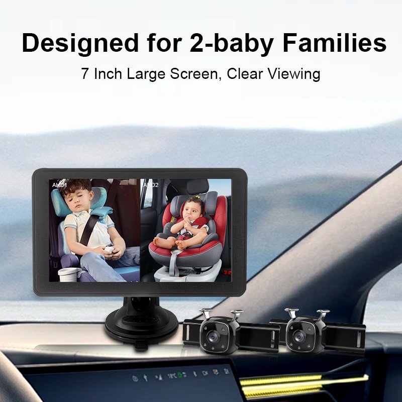 Back Seat 7 Inch Surveillance Baby Kids Safety Care HD with Night Vision Infant Rear View System Car Monitor With double Cameras