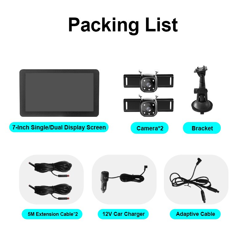 Back Seat 7 Inch Surveillance Baby Kids Safety Care HD with Night Vision Infant Rear View System Car Monitor With double Cameras