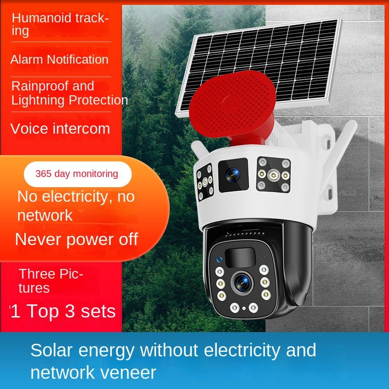 Wholesale Three Picture HD Solar Powered Outdoor Surveillance 4g Sim Card Solar Camera