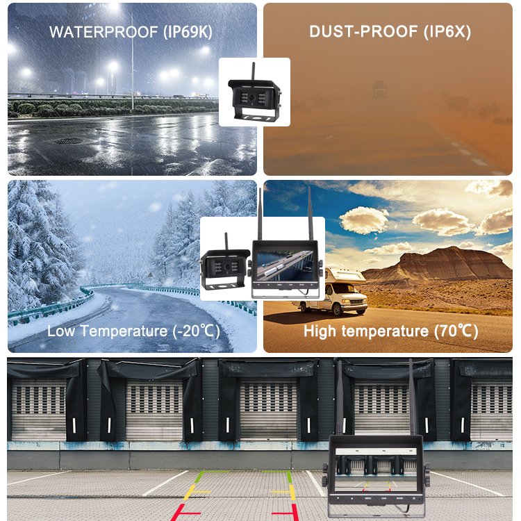 Wireless Rear View Back Up Camera Waterproof Night Vision System + 7" Monitor For RV Truck Bus Trailer Lorry 12V 24V