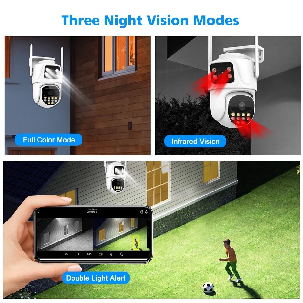 4CH/6CH/8CH Wireless PTZ WIFI Monitoring System 8MP Two Way Audio House Protection Video Wireless Security Camera System NVR Kit
